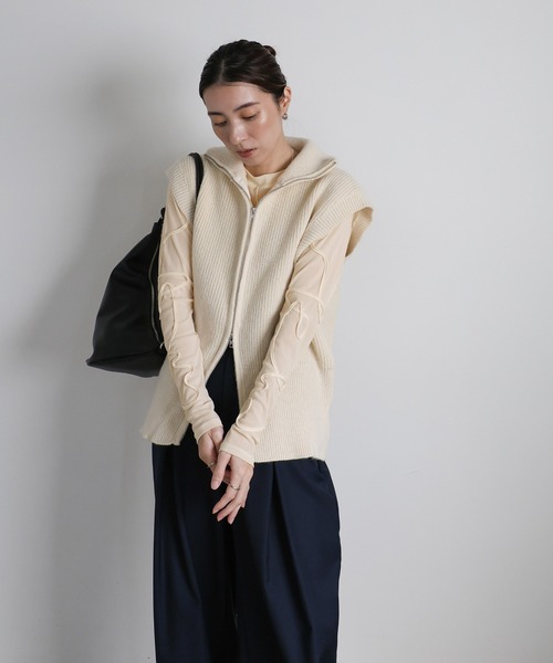 トップス EESETT&Co khaki Bustier-style Asymmetrical Tops