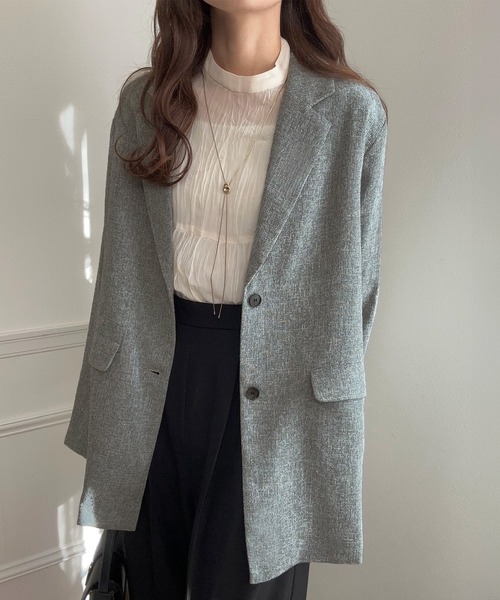 LAUIR ジャケット テーラードジャケット サマーツイードジャケット「高