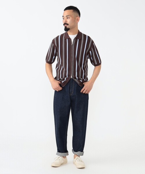 ビームス プラス / マルチ ストライプ ポロシャツ メンズMサイズ 黒系 ビームス プラス / マルチ ストライプ ポロシャツ メンズMサイズ