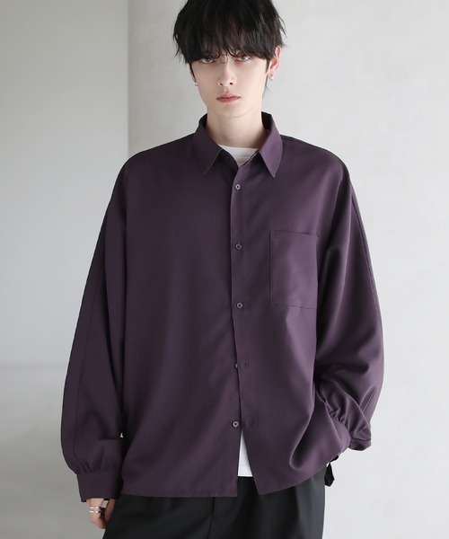 シャツ 「防シワ」コンフォートリラックスドルマン長袖シャツ メンズ