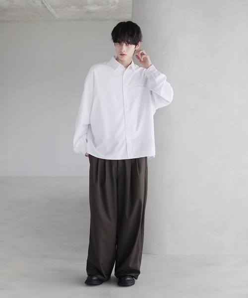 シャツ 「防シワ」コンフォートリラックスドルマン長袖シャツ メンズ