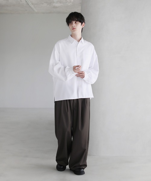 [V TWELVE] 長袖シャツ　Mサイズ シャツ 「防シワ」コンフォートリラックスドルマン長袖シャツ メンズ