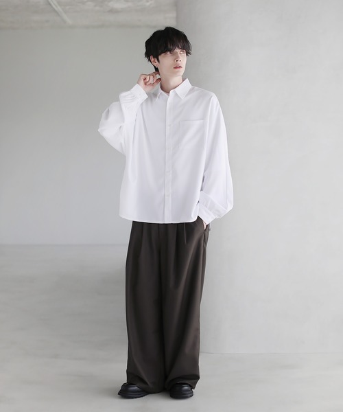 シャツ 「防シワ」コンフォートリラックスドルマン長袖シャツ メンズ