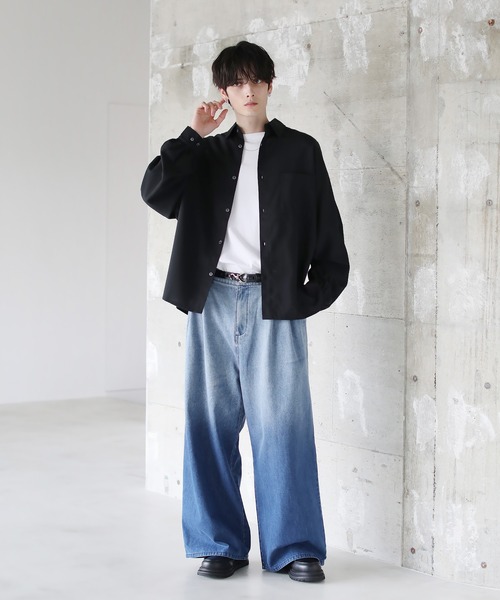 シャツ 「防シワ」コンフォートリラックスドルマン長袖シャツ メンズ