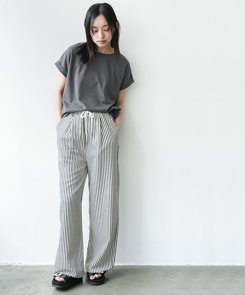 mili an deni パンツ ストライプイージーパンツ レディース