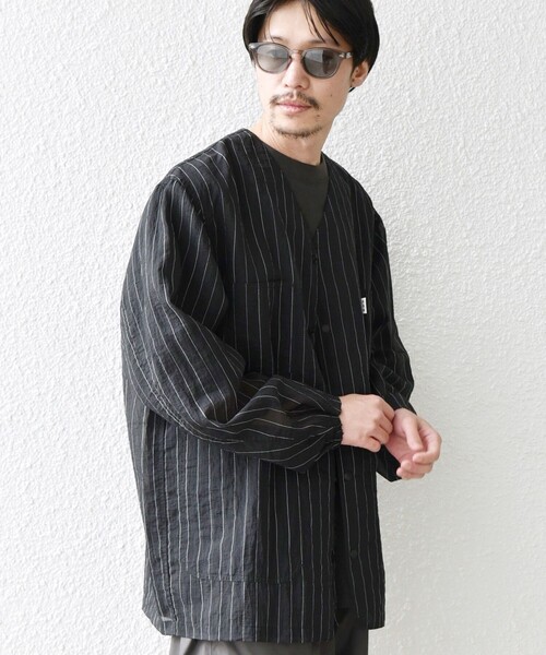 ノーカラー メッシュジャケットとシアーシャツ 吸水速乾・洗える】シアーメッシュ ジャケット / any SiS