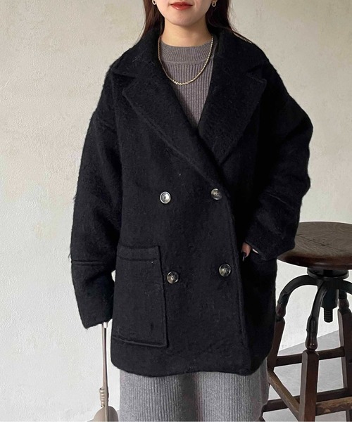 「Thevon」 ピーコート FREE ブラック レディース_画像3