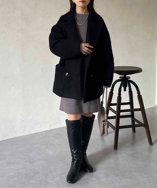 「Thevon」 ピーコート FREE ブラック レディース_画像7