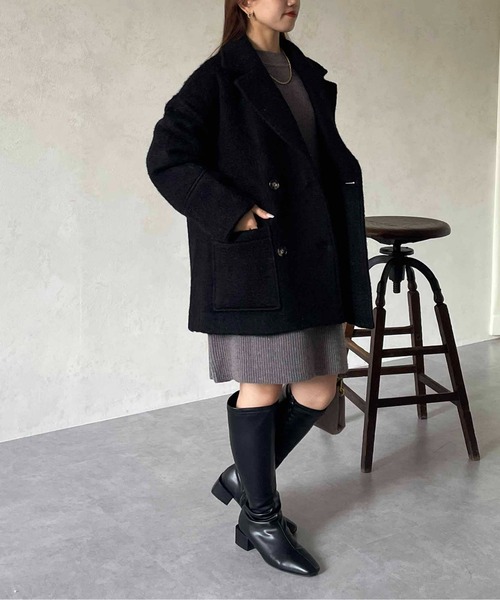 「Thevon」 ピーコート FREE ブラック レディース_画像8