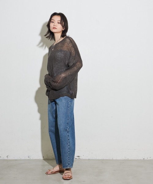 「Shelly island」 長袖ニット FREE チャコールグレー レディース_画像4