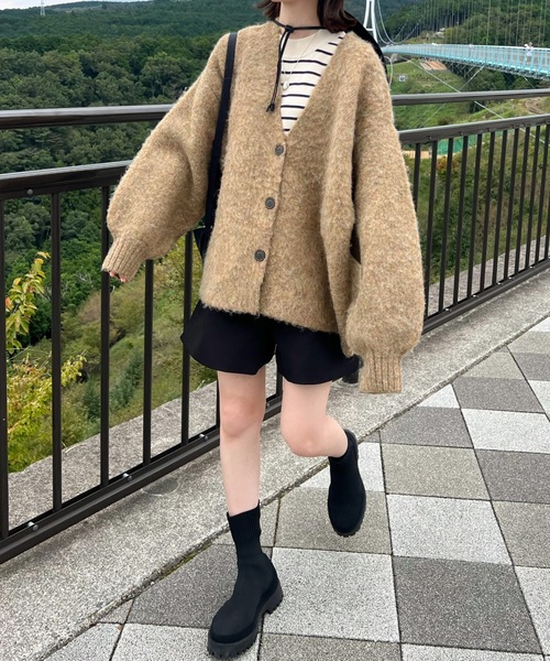 hinari（ヒナリ） ニットカーディガン FREE ブラウン レディース