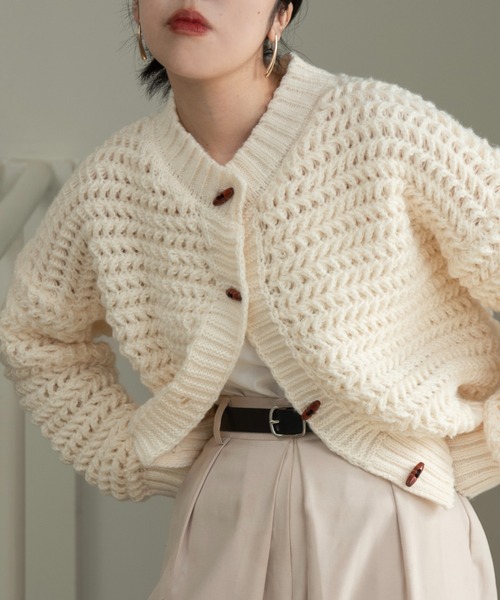 lawgy ニットカーディガン lawgy（ラウジー） ニットカーディガン FREE アイボリー レディース