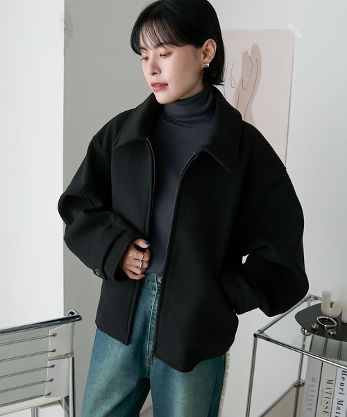 「forksy.」 ジップアップブルゾン FREE チャコールグレー レディース_画像3