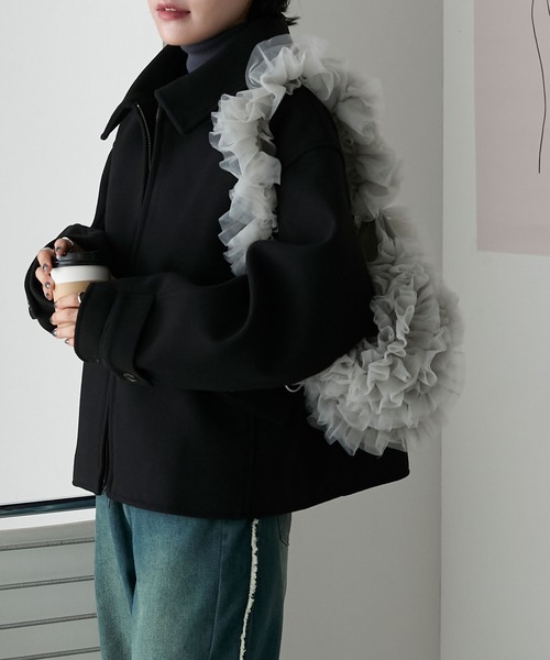 「forksy.」 ジップアップブルゾン FREE チャコールグレー レディース_画像5