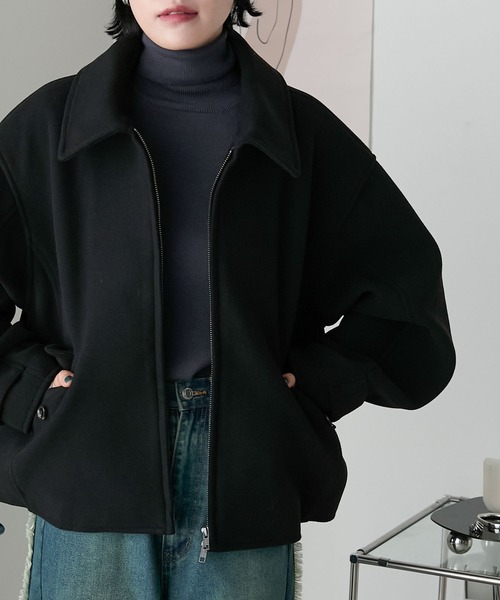 「forksy.」 ジップアップブルゾン FREE チャコールグレー レディース_画像9