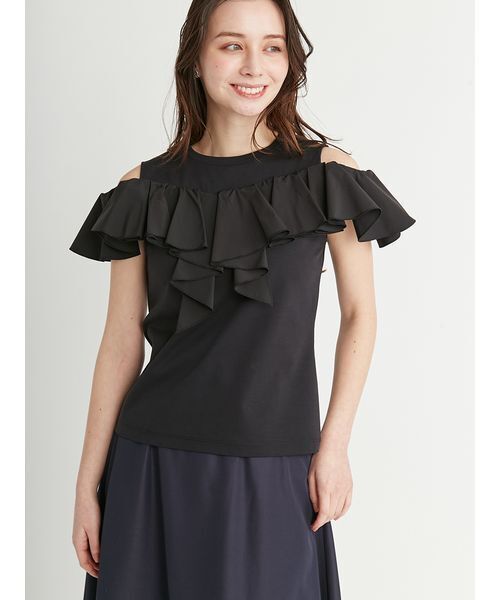 tシャツ ２Wayラッフルフリルトップス レディース CELFORD tシャツ 2Wayラッフルフリルトップス レディース
