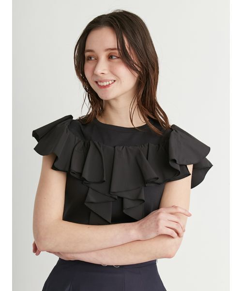 tシャツ ラッフルチュールトップス レディース CELFORD tシャツ 2Wayラッフルフリルトップス レディース