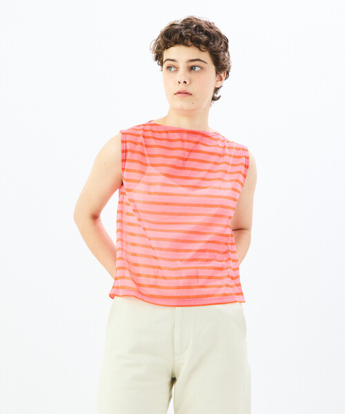 tシャツ ORCIVAL | シースルー ボートネックスリーブレスカットソー WOMEN レディース