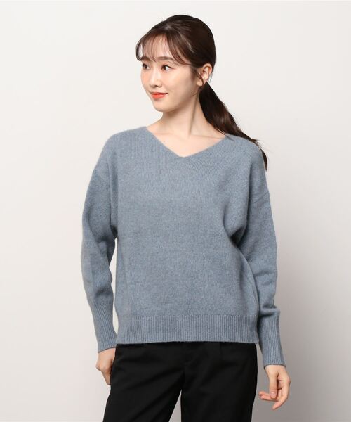 NANO universe（ナノ・ユニバース） Vネックニット FREE ブルー