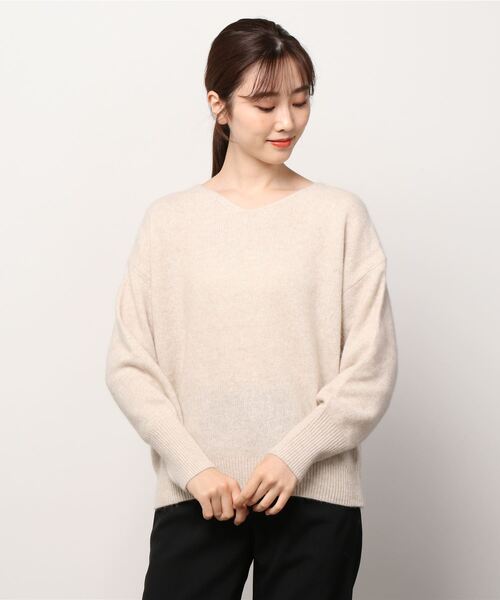 NANO universe Vネックニットセーター アイボリー セール】モヘヤブレンド起毛Vネックニット（ニット/セーター）｜NANO