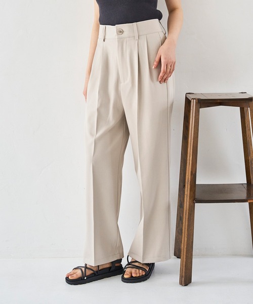 mil パンツ ハイウエスト センタープレスパンツ レディース