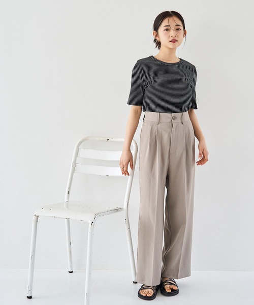 mil パンツ ハイウエスト センタープレスパンツ レディース