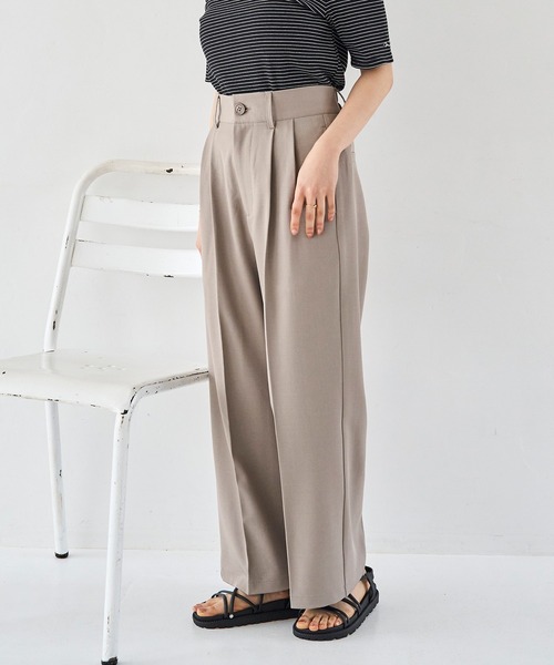 mil パンツ ハイウエスト センタープレスパンツ レディース