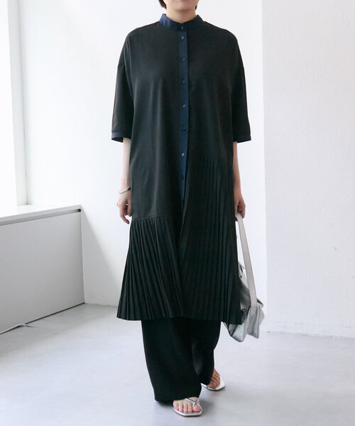 ワンピース 半袖ランダムアンダープリーツワンピース「SUM1 STYLE(スミスタイル)」