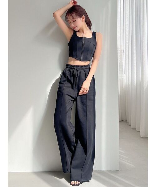 zoyレディース　ノースリーブセットアップ　ネイビー　ドットL zoyレディース ノースリーブセットアップ ネイビー ドットL zoy