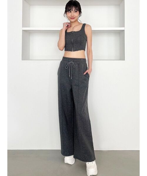 RESEXXY タンクトップ ノースリーブ センターZIPコルセットトップス