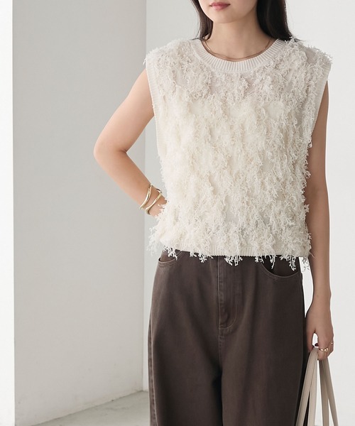 forksy. ベスト ジレ 「forksy.」フリンジニットベスト