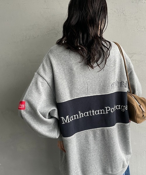 トレーナー スウェット 「WEB先行予約」「MANHATTAN PORTAGE/マンハッタンポーテージ」 別注 バック切替デザイン クルーネックスウェ Manhattan Portage トレーナー スウェット 「WEB先行予約