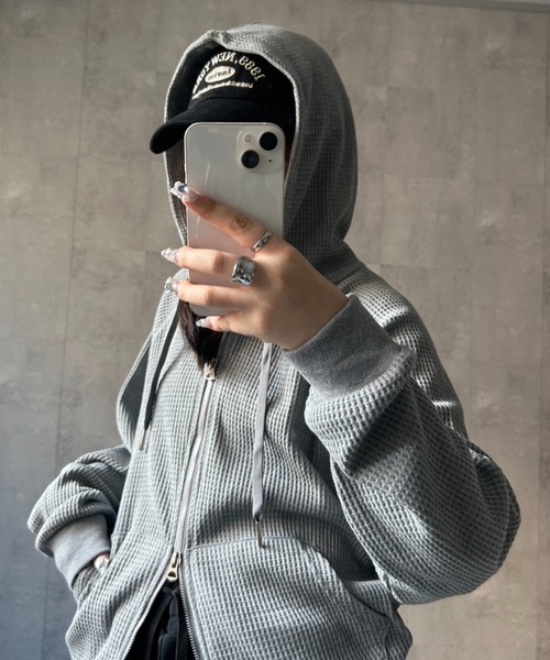 パーカー 「ユニセックス商品」ワッフルZIPパーカー メンズ レディース | CREARE -LINO-