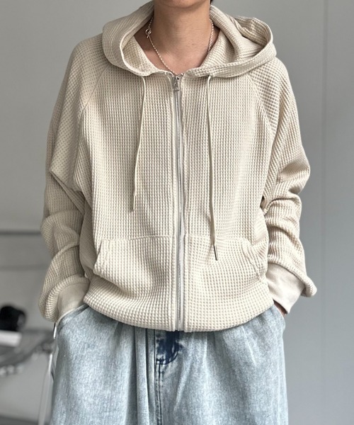 パーカー 「ユニセックス商品」ワッフルZIPパーカー メンズ レディース | CREARE -LINO- | 03