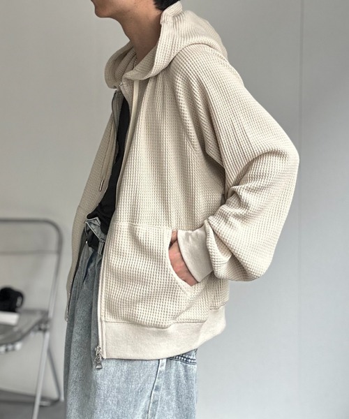 パーカー 「ユニセックス商品」ワッフルZIPパーカー メンズ レディース | CREARE -LINO- | 05