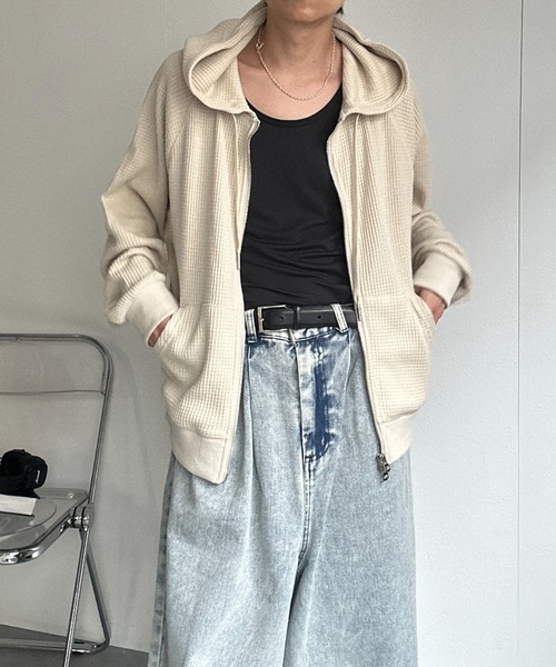 パーカー 「ユニセックス商品」ワッフルZIPパーカー メンズ レディース | CREARE -LINO- | 06