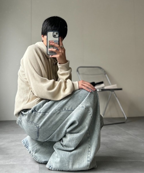パーカー 「ユニセックス商品」ワッフルZIPパーカー メンズ レディース | CREARE -LINO- | 11