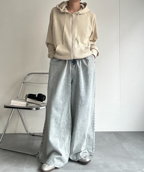 パーカー 「ユニセックス商品」ワッフルZIPパーカー メンズ レディース | CREARE -LINO- | 12