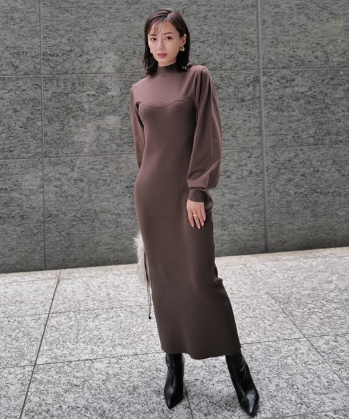 anuans ニットワンピース FREE ブラウン レディース anuans（アニュアンス） ニットワンピース FREE ブラウン レディース