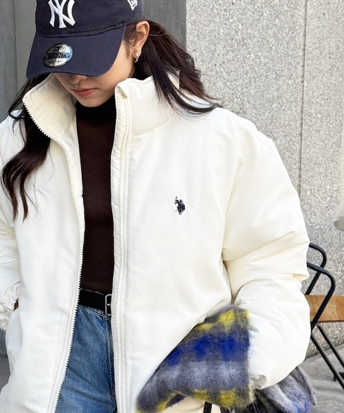 ポロ刺繍 ダウンジャケット ホワイト/ブラック U.S. POLO ASSN.（ユーエスポロアッスン） ダウンジャケット ダウン