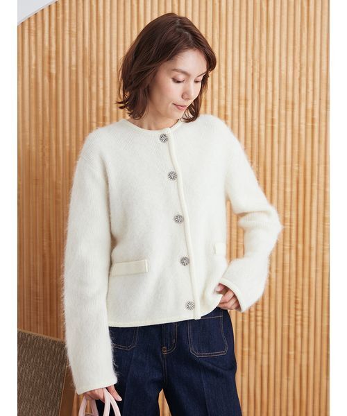 ミラオーウェン　アルパカニットカーディガン　　ジャケット Mila Owen（ミラオーウェン） カーディガン 「USAGI ONLINE・ZOZO限定