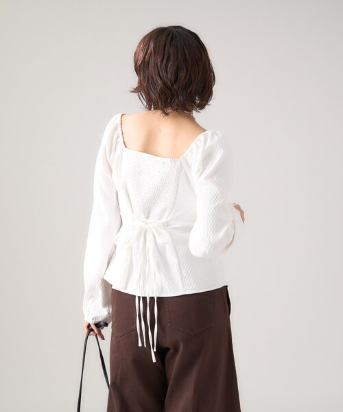 mystic（ミスティック） ブラウス シャツ 「3色展開」長袖パフビスチェ 