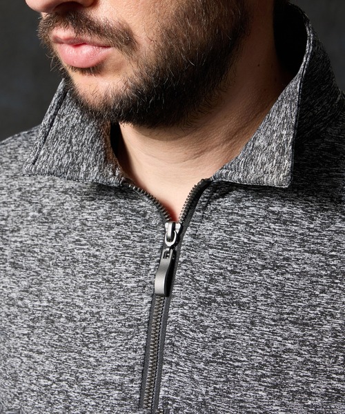 ハイダウェイ（HIDEAWAYS）/メランジ裏起毛　ハーフジップポロシャツ HIDEAWAYS NICOLE（ハイダウェイ ニコル） ポロシャツ メランジ裏起毛