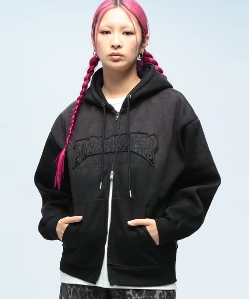 THRASHER（スラッシャー） パーカー 裏起毛 フェード加工 ロゴ ジップ