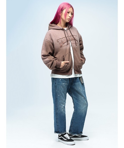 THRASHER（スラッシャー） パーカー 裏起毛 フェード加工 ロゴ ジップ