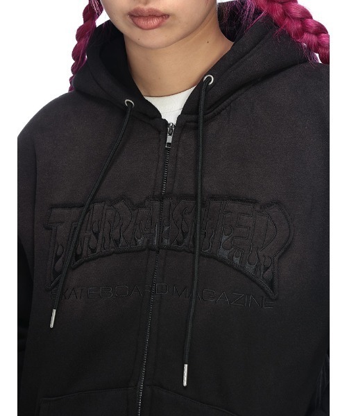 THRASHER（スラッシャー） パーカー 裏起毛 フェード加工 ロゴ ジップ