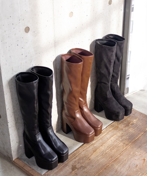 「Newlyme」 ヒールサンダル 22.5cm クリアブラック レディース_画像3