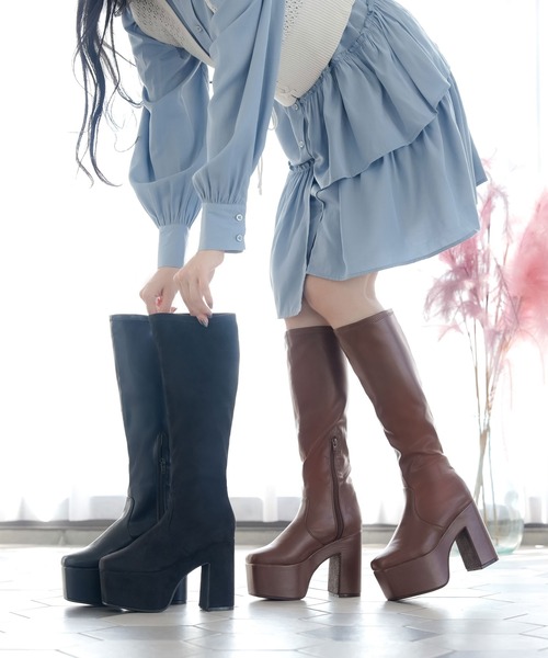 「Newlyme」 ヒールサンダル 22.5cm クリアブラック レディース_画像4
