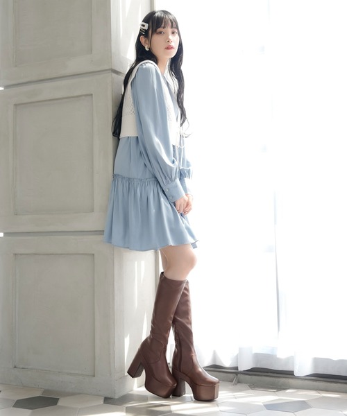 「Newlyme」 ヒールサンダル 22.5cm クリアブラック レディース_画像8