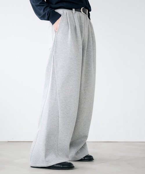 Adoon plain パンツ 2-Tuck Wide Curve Sweat Pants / 2タックワイド